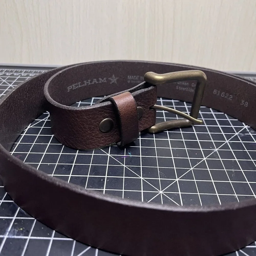 Pelham Belt Mens 38 Brown Genuine Leather Top Grain Cowhide Made In USA